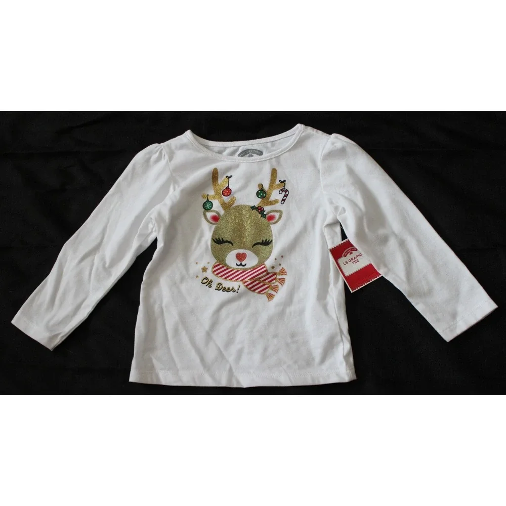 Girls  Holiday time Christmas shirt size 2T NEW